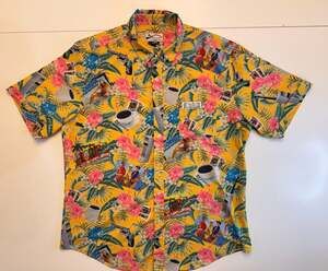Party Shirt International The Florida Man Yellow Hawaiian Button Down Shirt
